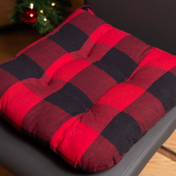 Classic buffalo check tufted online thick padded chair cushion